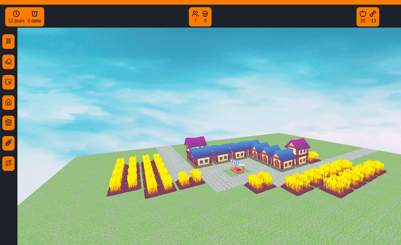 Village construit avec les outils du jeu