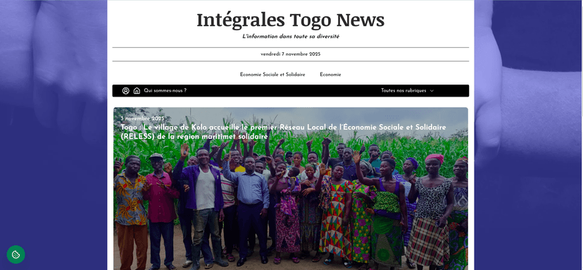 Page d'accueil d'Intégrales Togo News